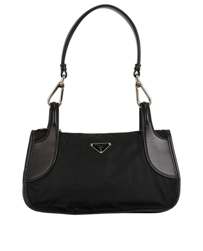 Tessuto Shoulder Bag, £495, Handbags, Black, Nylon, Front view